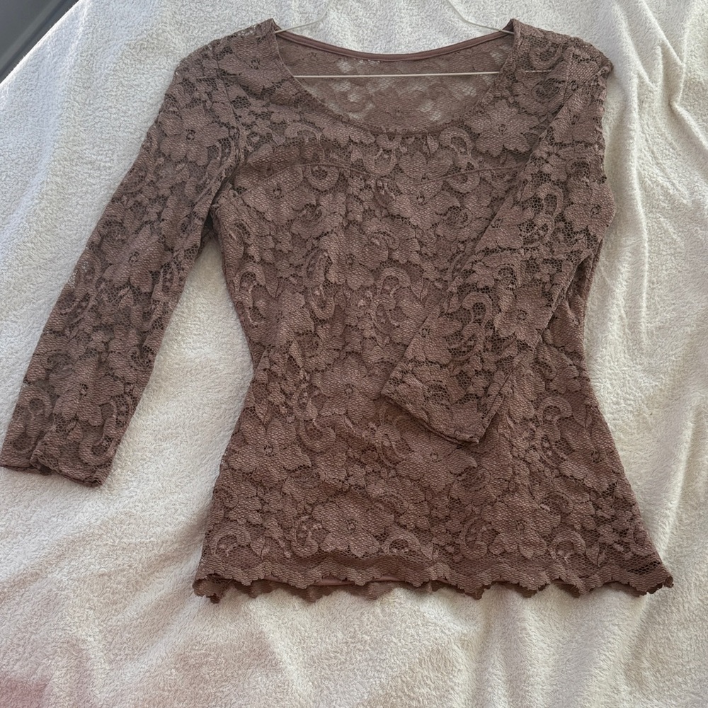 Boston Proper Mauve Lace Top